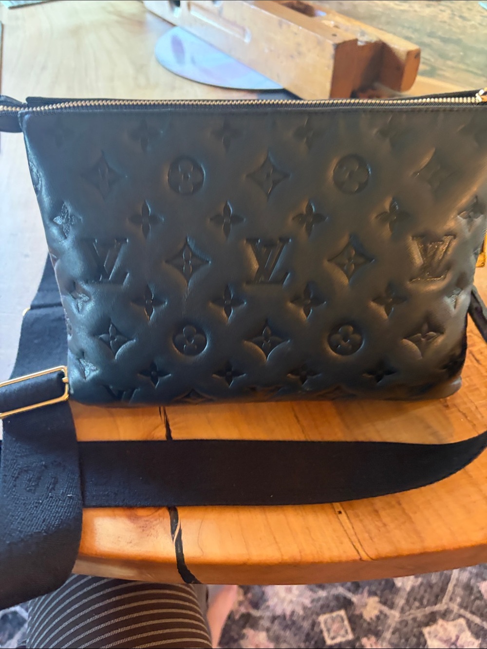 Louis Vuitton Black Embossed Monogram Messenger Bag